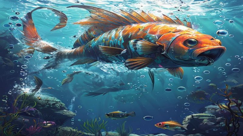 Màn hình bắn cá với nhiều loại cá và hiệu ứng nổ thưởng
